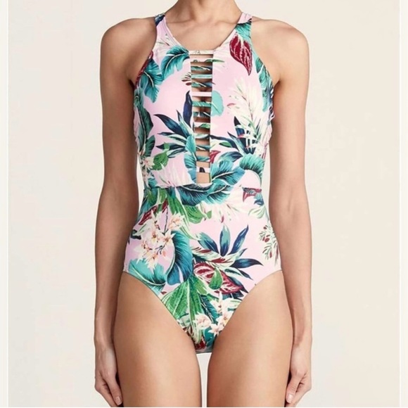Miraclesuit Other - Miraclesuit Vintage Floral Leah Hi-Neck One Piece Swimsuit Medium Slimming